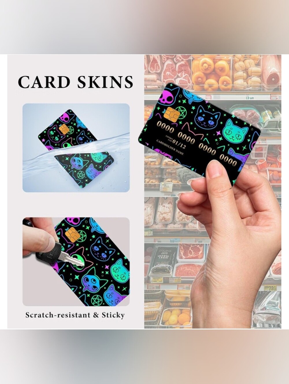 Credit Card Skin, Cute Debit Card Skin Sticker, 4Pcs Stylish Slim Anti-Wrinkling - Picture 4 of 5